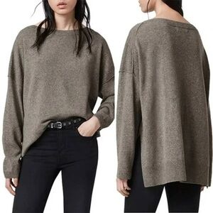 Allsaints Tara Cashmere & Wool Women's Sweater Fawn Grey Size: Extra Small NWT